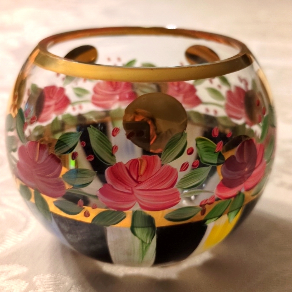NWT Mackenzie-Childs Heirloom Glass Globe Vase, small